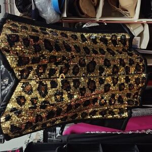 Leopard sequined steel boned longline over bust corset waist trainer limited